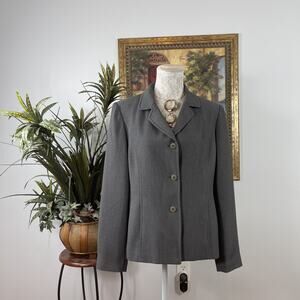 Rafael Gray Career Blazer Jacket Women’s Size 12 Button Front Lined‎ Classic